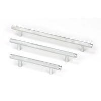 The Small Knurled Cabinet Pull Handle in Satin Chrome Shown alongside Other Available Sizes