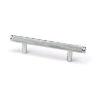 The Small Knurled Cabinet Pull Handle in Satin Chrome Shown Upright on a White Background
