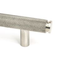 The Small Knurled Cabinet Pull Handle in Satin Stainless Steel Looking Close up of the End of the Knurled Handle The Small Knurled Cabinet Pull Handle in Satin Stainless Steel Looking Close up of the End of the Knurled Handle
