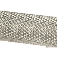 The Small Knurled Cabinet Pull Handle in Satin Stainless Steel Looking Close up of the Knurled Grip on the Central Bar The Small Knurled Cabinet Pull Handle in Satin Stainless Steel Looking Close up of the Knurled Grip on the Central Bar