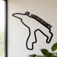 The Spa-Francorchamps Race Track Black Steel Wall Art Next to a Window Displayed on a Living Room Wall - Digital Illustration