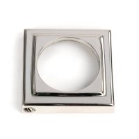 The Square Concealed Euro Keyhole Escutcheon in Polished Stainless Steel Shown with the Backplate in a Diamond Orientation