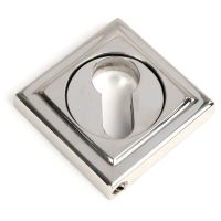 The Square Concealed Euro Keyhole Escutcheon in Polished Stainless Steel Shown with the Backplate in a Diamond Orientation