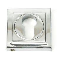 The Square Concealed Standard Euro Escutcheon - Polished Chrome on a White Background The Square Concealed Standard Euro Escutcheon - Polished Chrome on a White Background