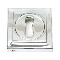 The Square Concealed Standard Keyhole Escutcheon - Polished Chrome on a White Background The Square Concealed Standard Keyhole Escutcheon - Polished Chrome on a White Background