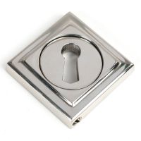 The Square Concealed Standard Keyhole Escutcheon in Polished Stainless Steel Shown with the Backplate in a Diamond Orientation