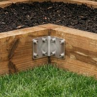 The Stainless Steel Railway Sleeper Internal Corner Support Bracket in a Sunny Garden - Digital Illustration The Stainless Steel Railway Sleeper Internal Corner Support Bracket in a Sunny Garden - Digital Illustration