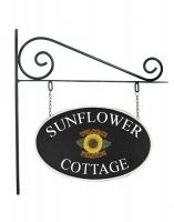 The Sunflower Double Sided Cast Iron Effect House Name Sign on a White Background 