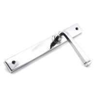 The Tapered Slimline Lever Espagnolette Door Latch in Polished Chrome Shown on its Side The Tapered Slimline Lever Espagnolette Door Latch in Polished Chrome Shown on its Side
