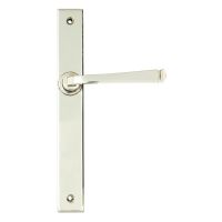 The Tapered Slimline Lever Espagnolette Door Latch in Polished Nickel on a White Background The Tapered Slimline Lever Espagnolette Door Latch in Polished Nickel on a White Background