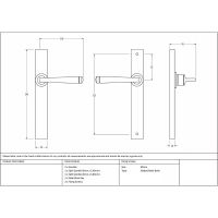The Tapered Slimline Lever Espagnolette Door Latch in Polished Nickel Technical Drawings and Dimensions The Tapered Slimline Lever Espagnolette Door Latch in Polished Nickel Technical Drawings and Dimensions