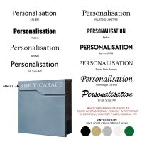 The text details for the Personalised Granite Grey _Staggered_ Wall Mounted Post Box & Newspaper Holder The text details for the Personalised Granite Grey _Staggered_ Wall Mounted Post Box & Newspaper Holder
