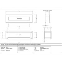 The Traditional 12 Inch Front Door Letter Plate - Antique Period Style Flap in a Pewter Finish Technical Drawings and Dimensions