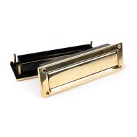 The Traditional 12 Inch Front Door Letter Plate - Antique Period Style Flap in a Polished Brass Finish Shown Dismantled