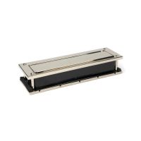 The Traditional 12 Inch Front Door Letter Plate - Antique Period Style Flap in a Polished Nickel Finish Shown from Underneath