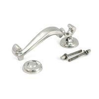 The Traditional Doctor"s Door Knocker Polished Stainless Steel Shown with Fittings and Strike Plate on a White Background The Traditional Doctor"s Door Knocker Polished Stainless Steel Shown with Fittings and Strike Plate on a White Background