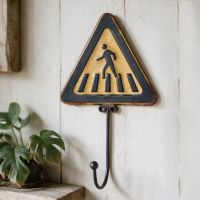 The Triangle Pedestrian Sign & Hook on a Wood Clad Wall in a Rustic Home - Digital Illustration The Triangle Pedestrian Sign & Hook on a Wood Clad Wall in a Rustic Home - Digital Illustration