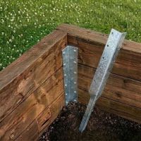 The Triple Pre-Galvanised Railway Sleeper Corner Spikes on a Raised Garden Bed Planter - Digital Illustration