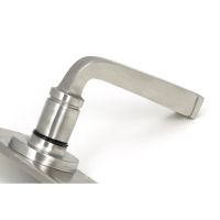 The Valen Lever Euro Lock Door Handle Set in Satin Stainless Steel Showing where the Handle Attaches to the Backplate