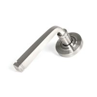 The Valen Tapered Sprung Handle Set on a Beehive Rose in Satin Stainless Steel Shown at an Angle on a White Background