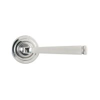 The Valen Tapered Sprung Handle Set on an Art Deco Rose in Polished Stainless Steel Shown from the From the Front on a White Background