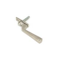 The Valen Tapered Window Espagnolette Handle in Satin Stainless Steel Shown Laying on its Side on a White Background