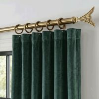 The Version 2 “Finchley Fletch” Curtain Finial Fitted on a Matching Curtain Pole in a Modern Living Room Interior - Digital Illustration 