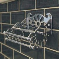 Digital Illustration of the Chrome Version of The Victorian ”Mitchell” Toilet Roll Dispenser Without a Toilet Roll Close up View