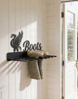 The Wall Mounted Liver Bird Iron Boot Holder Fitted to an Interior wooden Porch Wall - Digital Illustration The Wall Mounted Liver Bird Iron Boot Holder Fitted to an Interior wooden Porch Wall - Digital Illustration