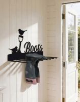 The Wall Mounted Robin Iron Boot Holder Fixed Inside a Cream Coloured Wooden Porch - Digital Illustration The Wall Mounted Robin Iron Boot Holder Fixed Inside a Cream Coloured Wooden Porch - Digital Illustration