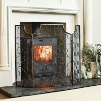 Gold Wash Gothic Three Fold Fire Guard Gold Wash Gothic Three Fold Fire Guard