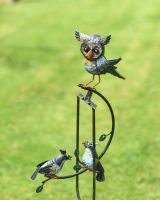 Metal "Owl Family" Rocker Garden Spike 