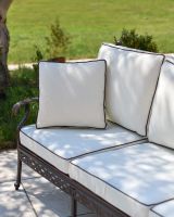 Close up of throw cushions on the sofa.