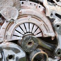 Close-up of the Recycled Metal Parts on the Tiger Sculpture Close-up of the Recycled Metal Parts on the Tiger Sculpture
