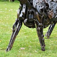 Close-up of the Legs on the Tiger Recycled Metal Parts Sculpture Close-up of the Legs on the Tiger Recycled Metal Parts Sculpture