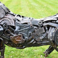 Close-up of the Finish on the Tiger Recycled Metal Parts Sculpture Close-up of the Finish on the Tiger Recycled Metal Parts Sculpture