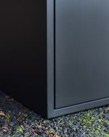 Titan Large Parcel box in Black Steel close up of corner and base