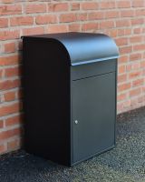 Titan Large Parcel box in Black Steel side on view