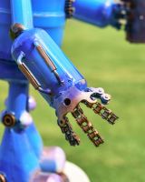 Recycled Toaster Robot Hand close up