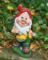 Top view of colourful garden gnome ornament