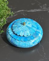 Top view of blue jewellery box Top view of blue jewellery box