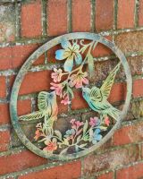 Top view of rustic finish steel garden wall art