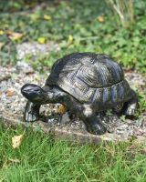 Tortoise garden sculpture black and gold