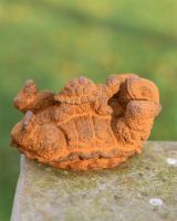 Rustic Cast Iron Tortoise With Baby