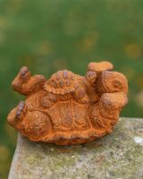 Rustic Cast Iron Tortoise With Baby