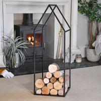 "Town House" Iron Log Rack by the Fire Place