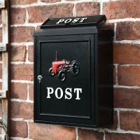 Black & Red "Vintage Oxford" Tractor Wall Mounted Post Box Black & Red "Vintage Oxford" Tractor Wall Mounted Post Box