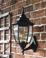 Traditional "Acorn" Black Aluminium Victorian Wall Lantern in Situ