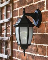 Traditional Black "Winter Frost" Aluminium Victorian Top Fix Wall Lantern in Situ
