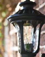 Close-Up of Traditional Black Aluminium Ornate Victorian Lantern - 35cm